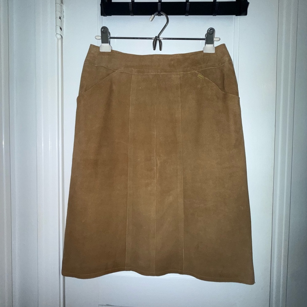 CHANEL Tan Suede A-Line Skirt